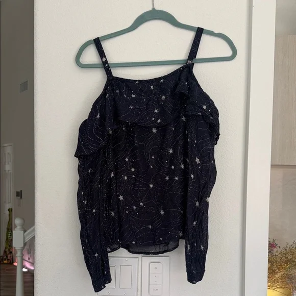 Free People Navy Star-Print Cold-Shoulder Camisole - Picture 6 of 6